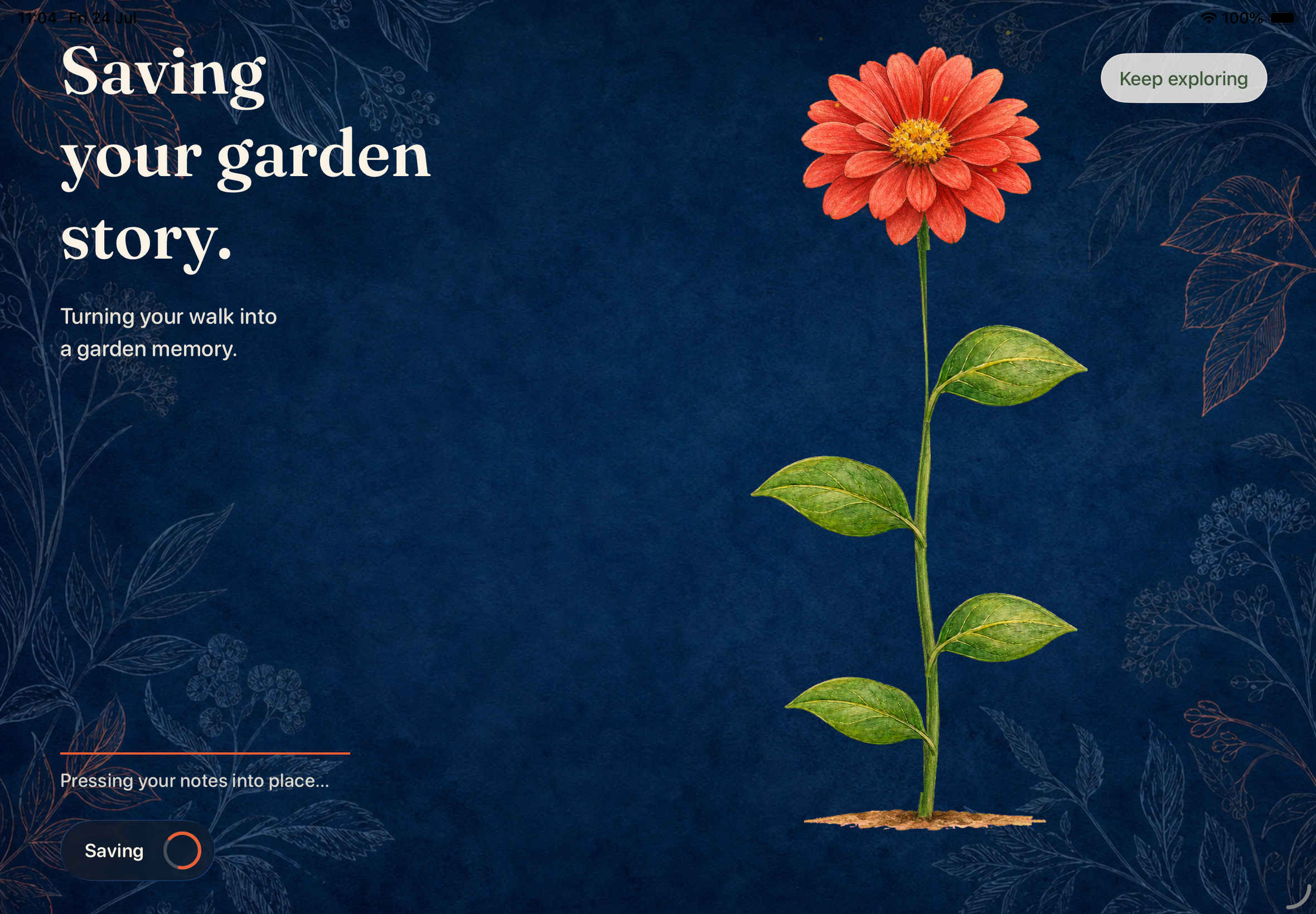 Sow saving a Garden Walk on iPad